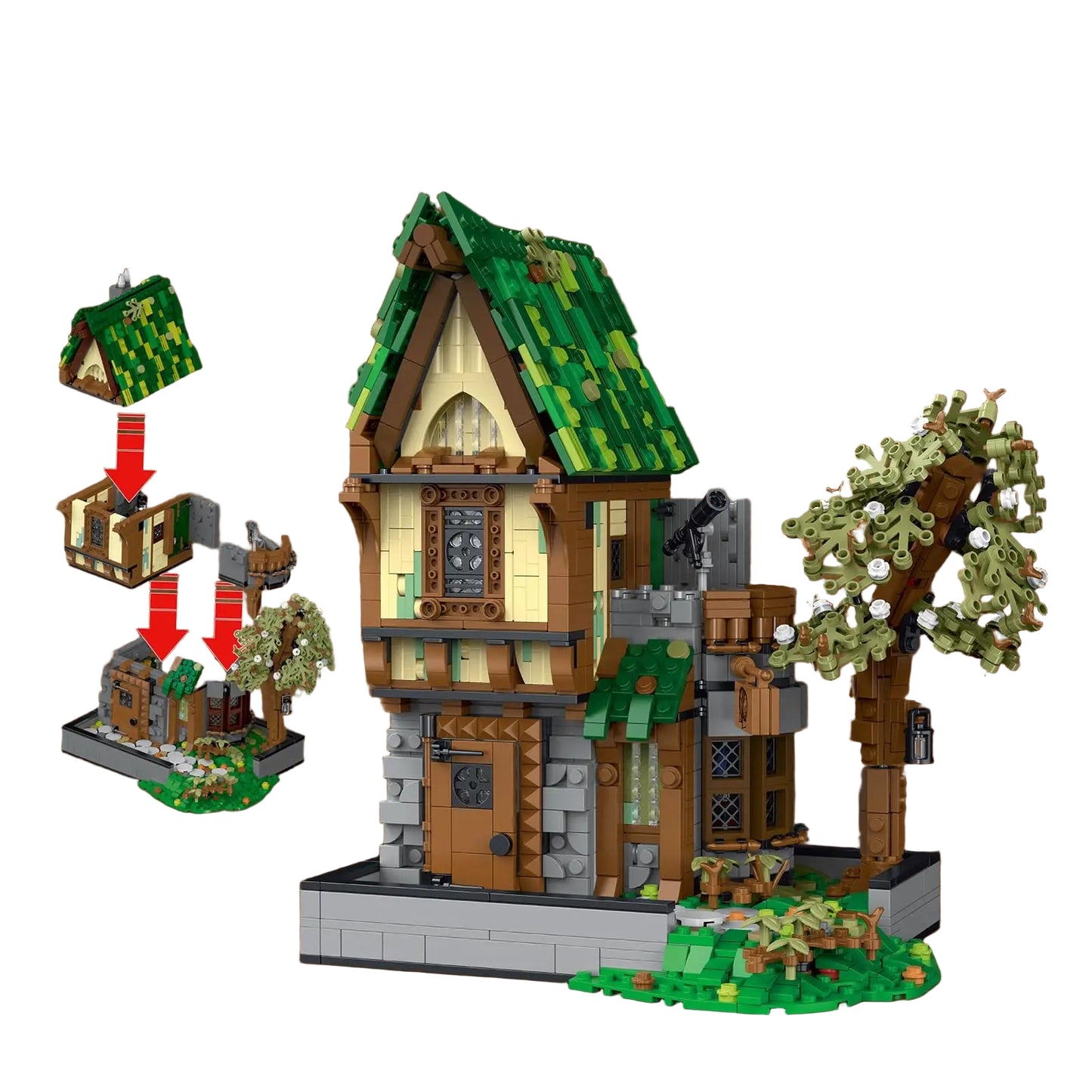 Średniowieczna Uliczka Nocą: Trzy Magiczne Kamienice z Oświetleniem LED