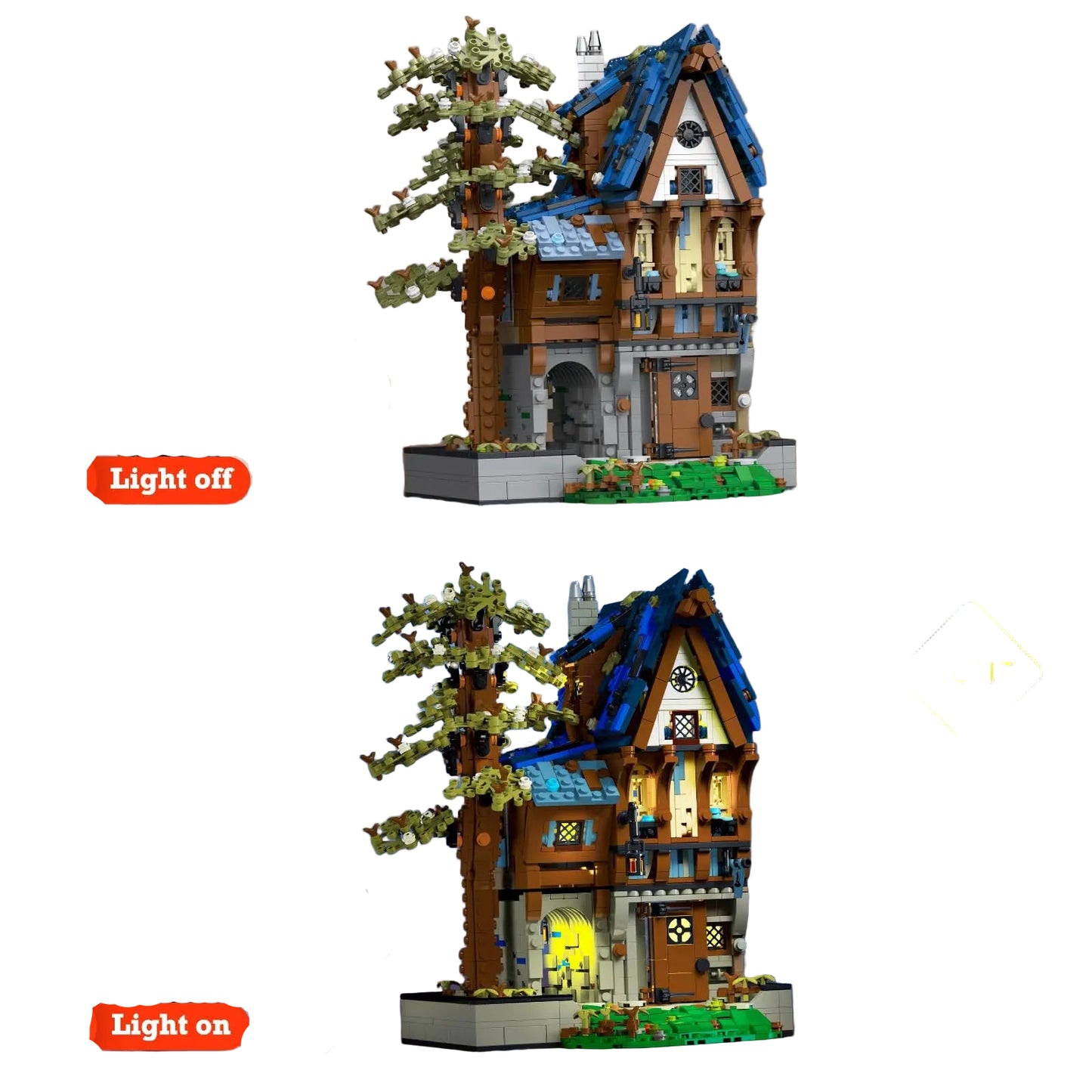 Średniowieczna Uliczka Nocą: Trzy Magiczne Kamienice z Oświetleniem LED