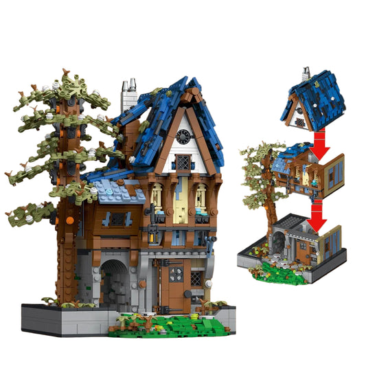 Średniowieczna Uliczka Nocą: Trzy Magiczne Kamienice z Oświetleniem LED