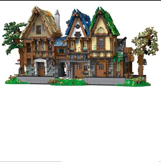 Średniowieczna Uliczka Nocą: Trzy Magiczne Kamienice z Oświetleniem LED